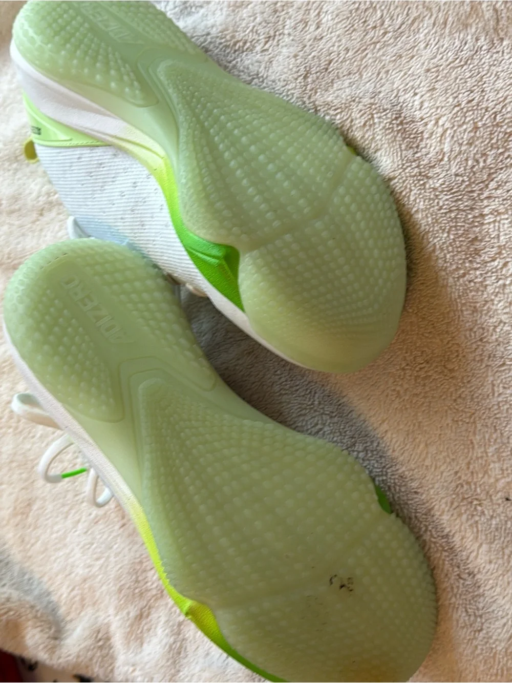 Adidas White & Lime Green Kids Turf Soccer Shoes